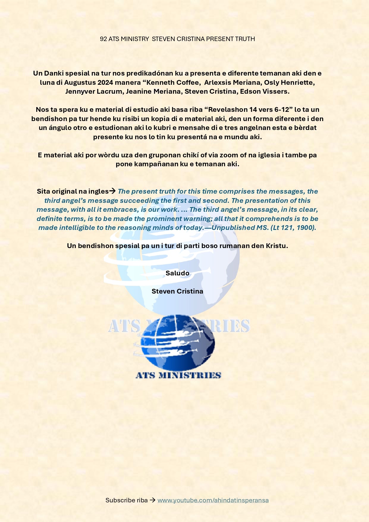 Estudio bTres Angelnan"ibliko "E Berdat Presente" E